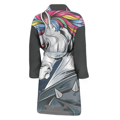 Punk Unicorn Print Men's Bathrobe