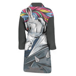 Punk Unicorn Print Men's Bathrobe