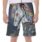 Punk Unicorn Print Men's Beach Shorts