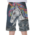 Punk Unicorn Print Men's Beach Shorts