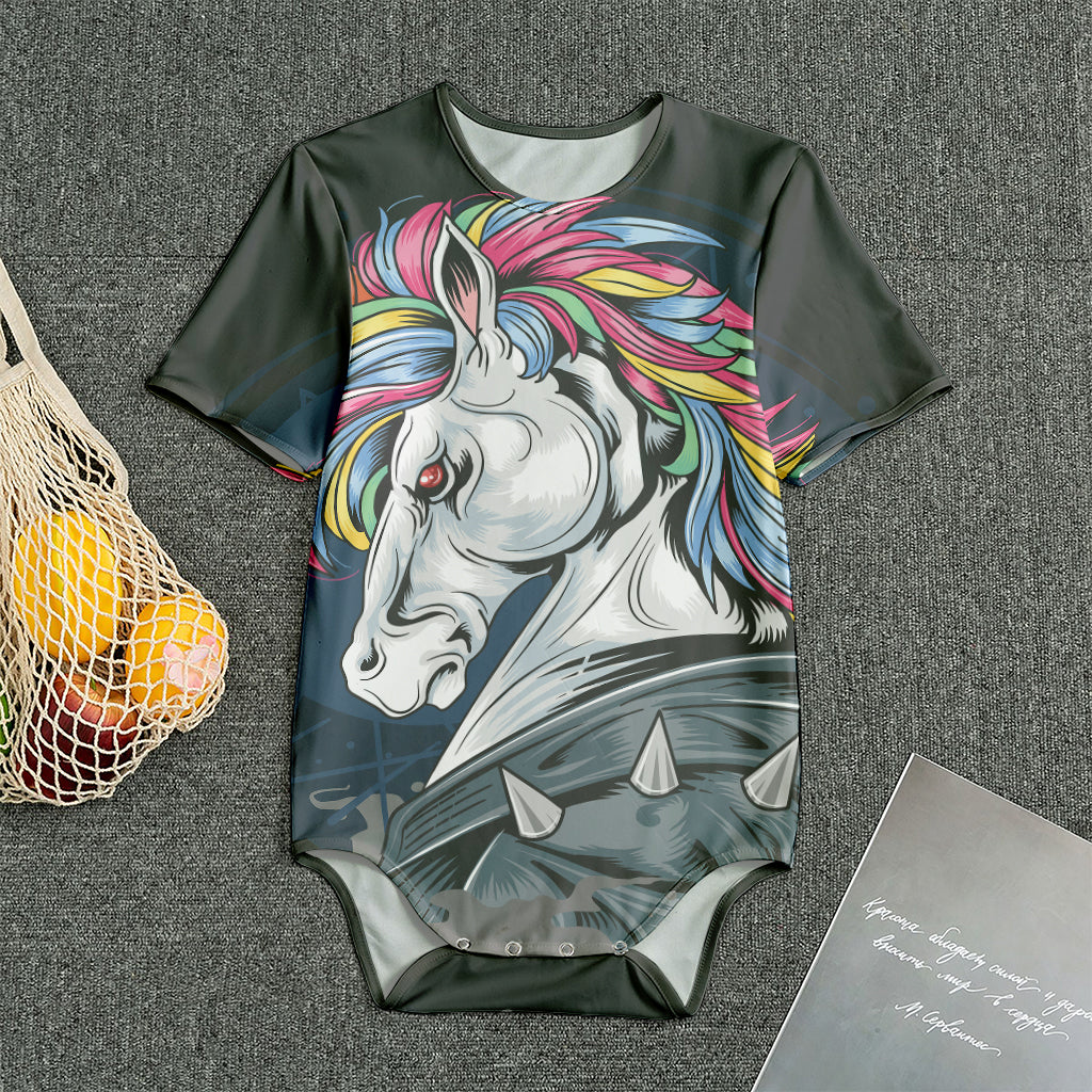 Punk Unicorn Print Men's Bodysuit