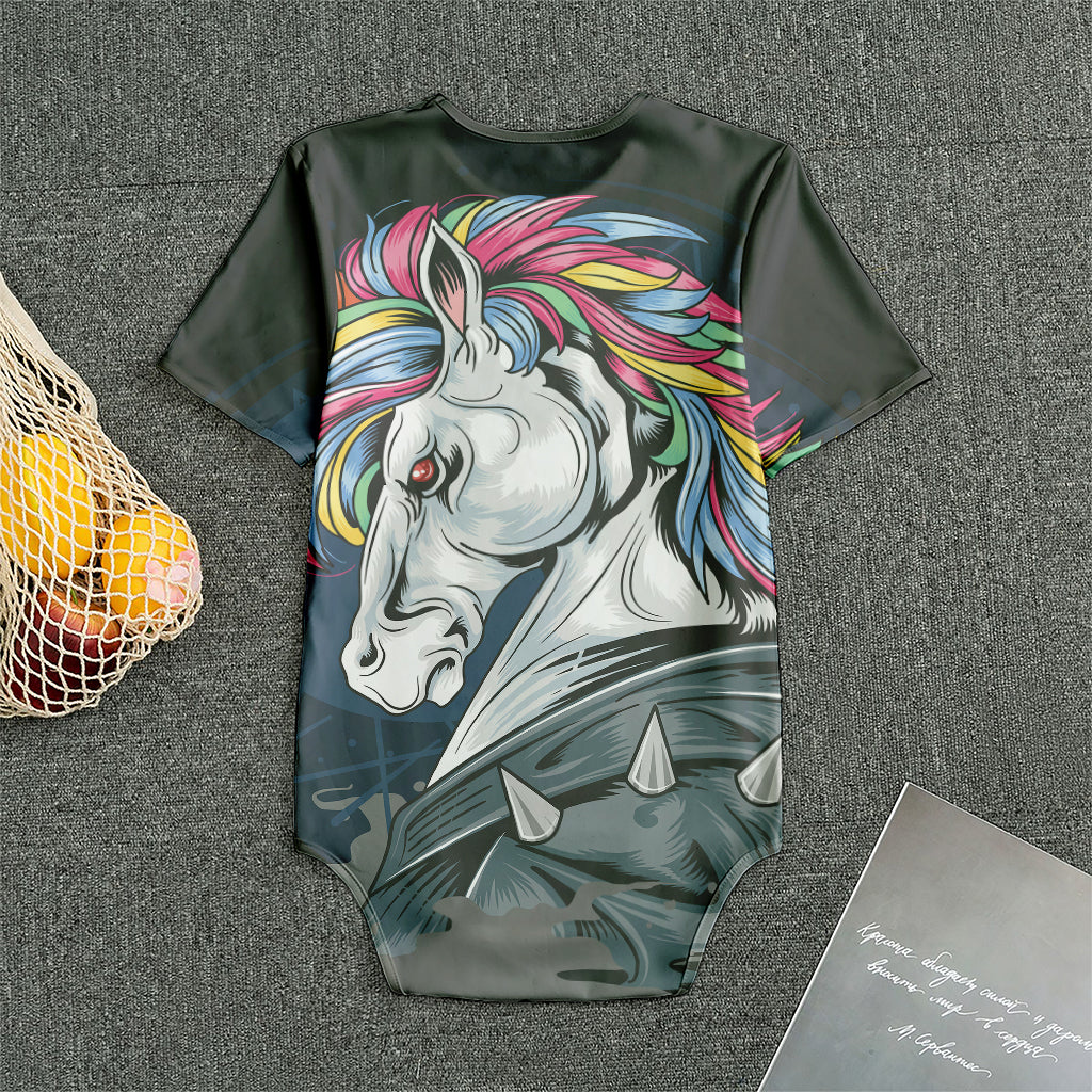 Punk Unicorn Print Men's Bodysuit