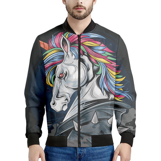 Punk Unicorn Print Men's Bomber Jacket