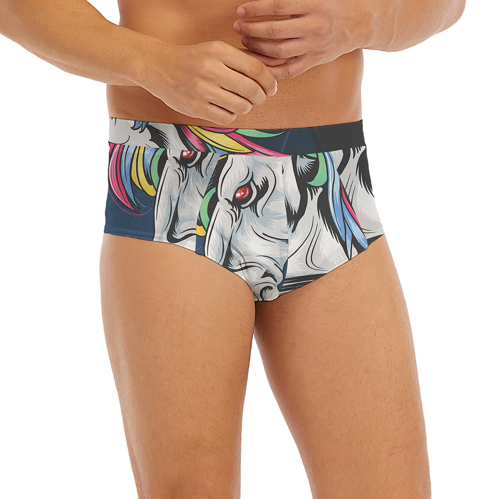 Punk Unicorn Print Men's Briefs