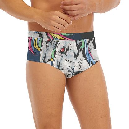 Punk Unicorn Print Men's Briefs