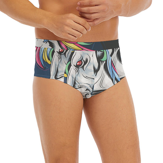 Punk Unicorn Print Men's Briefs