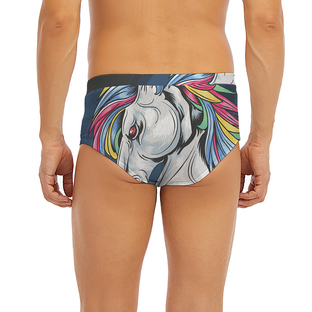 Punk Unicorn Print Men's Briefs
