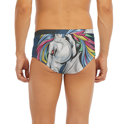 Punk Unicorn Print Men's Briefs
