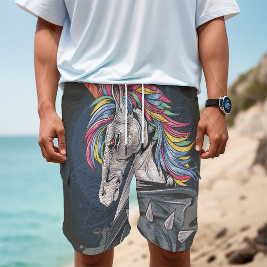Punk Unicorn Print Men's Cargo Shorts