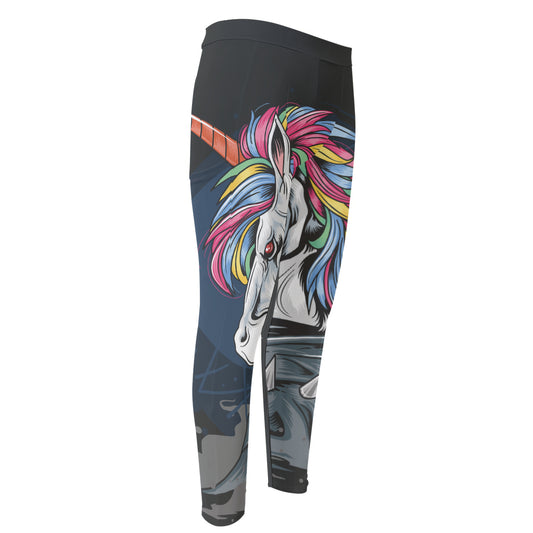 Punk Unicorn Print Men's Compression Pants