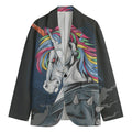 Punk Unicorn Print Men's Cotton Blazer