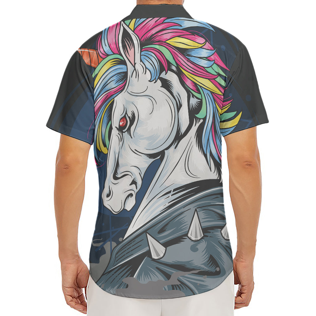 Punk Unicorn Print Men's Deep V-Neck Shirt