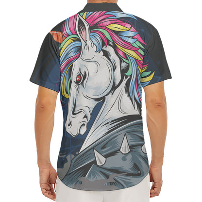 Punk Unicorn Print Men's Deep V-Neck Shirt