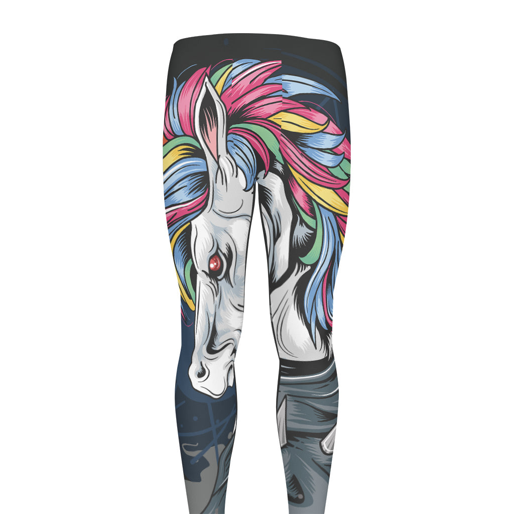 Punk Unicorn Print Men's leggings