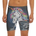 Punk Unicorn Print Men's Long Boxer Briefs
