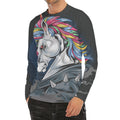 Punk Unicorn Print Men's Long Sleeve Rash Guard
