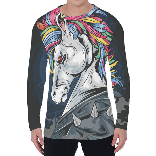 Punk Unicorn Print Men's Long Sleeve T-Shirt