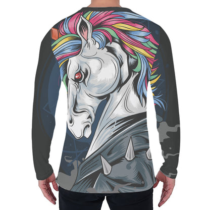 Punk Unicorn Print Men's Long Sleeve T-Shirt