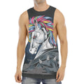 Punk Unicorn Print Men's Muscle Tank Top