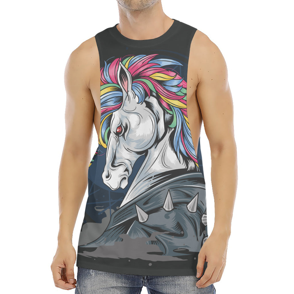Punk Unicorn Print Men's Muscle Tank Top