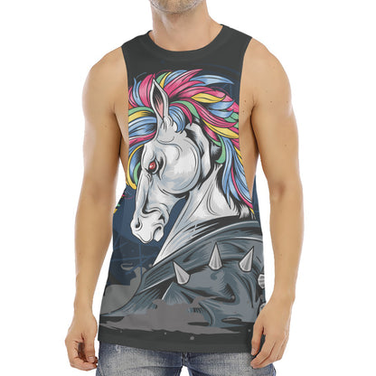 Punk Unicorn Print Men's Muscle Tank Top