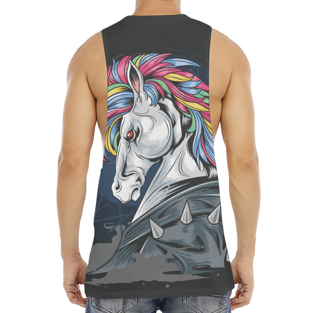 Punk Unicorn Print Men's Muscle Tank Top