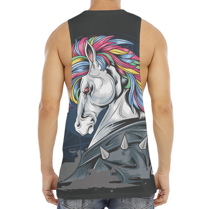 Punk Unicorn Print Men's Muscle Tank Top