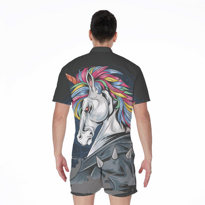 Punk Unicorn Print Men's Rompers