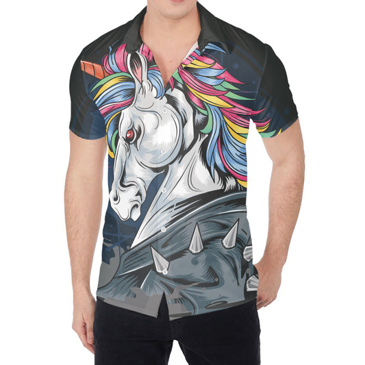 Punk Unicorn Print Men's Shirt