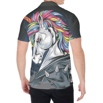 Punk Unicorn Print Men's Shirt