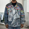 Punk Unicorn Print Men's Shirt Jacket