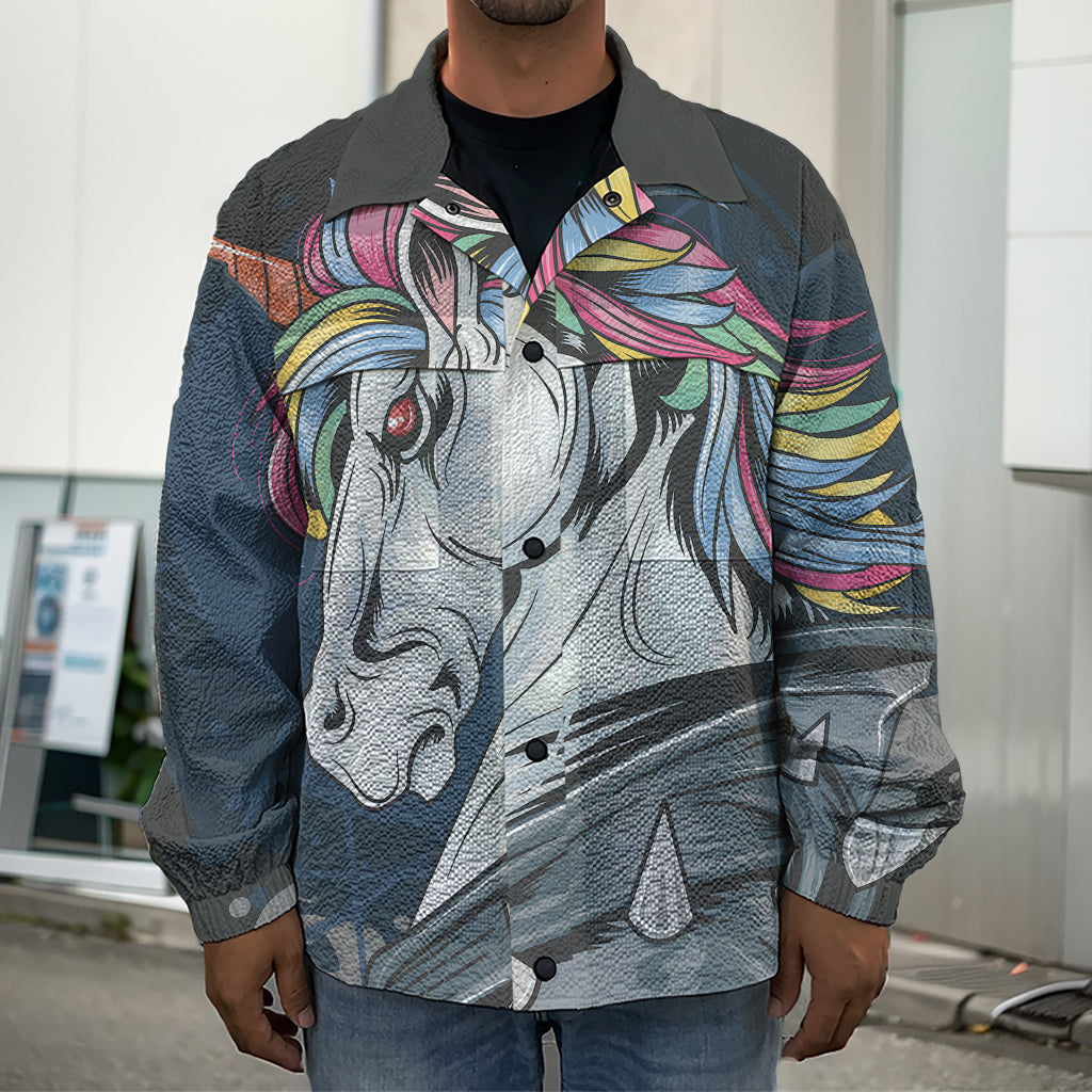 Punk Unicorn Print Men's Shirt Jacket