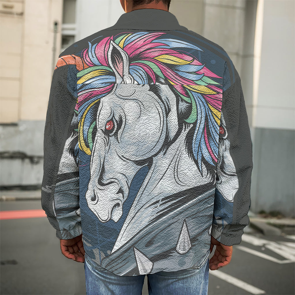 Punk Unicorn Print Men's Shirt Jacket