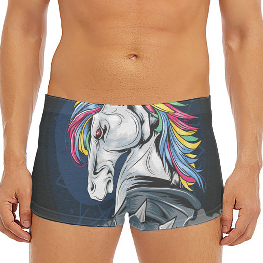 Punk Unicorn Print Men's Short Boxer Briefs