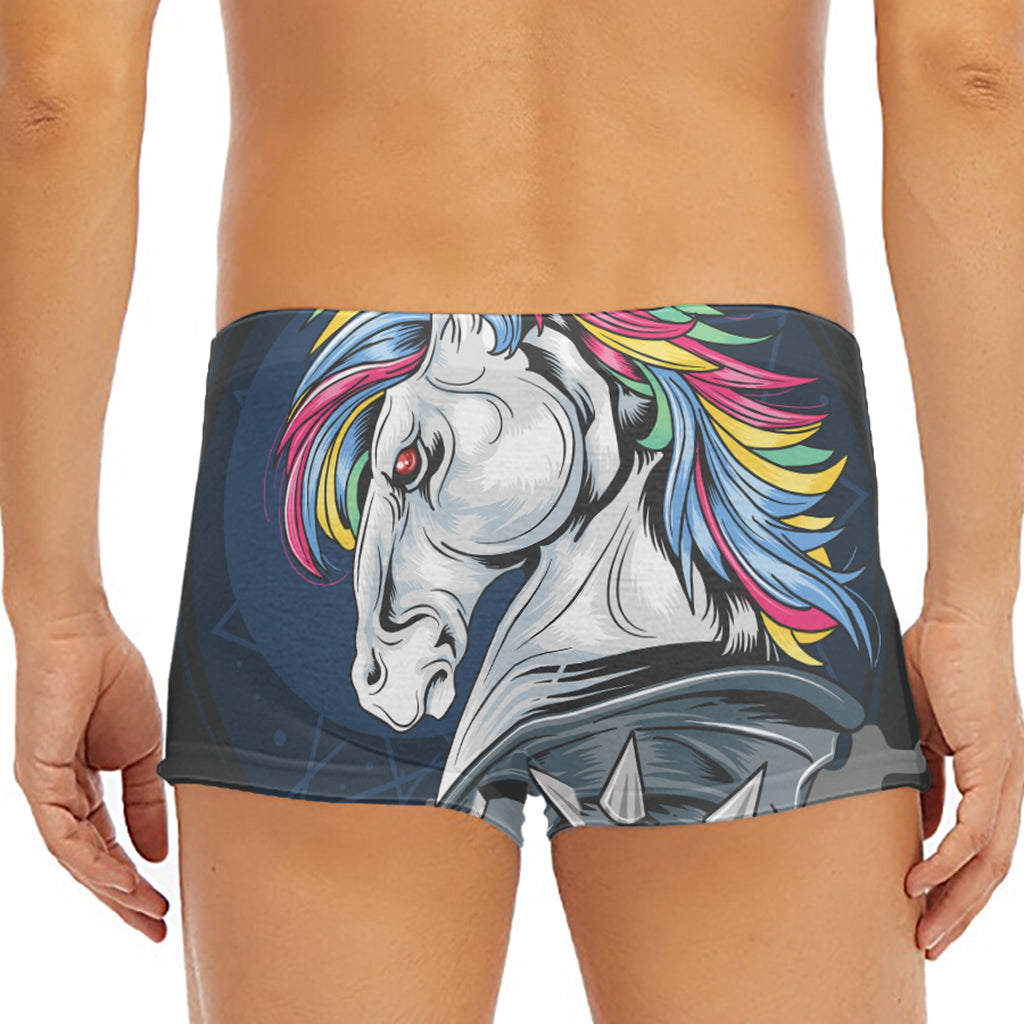 Punk Unicorn Print Men's Short Boxer Briefs