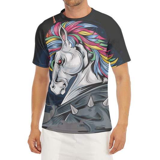 Punk Unicorn Print Men's Short Sleeve Rash Guard