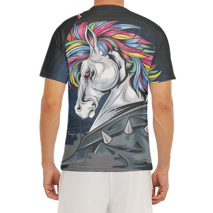 Punk Unicorn Print Men's Short Sleeve Rash Guard