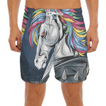 Punk Unicorn Print Men's Split Running Shorts