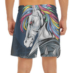 Punk Unicorn Print Men's Split Running Shorts