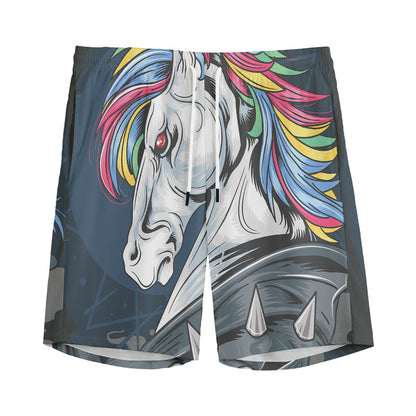 Punk Unicorn Print Men's Sports Shorts
