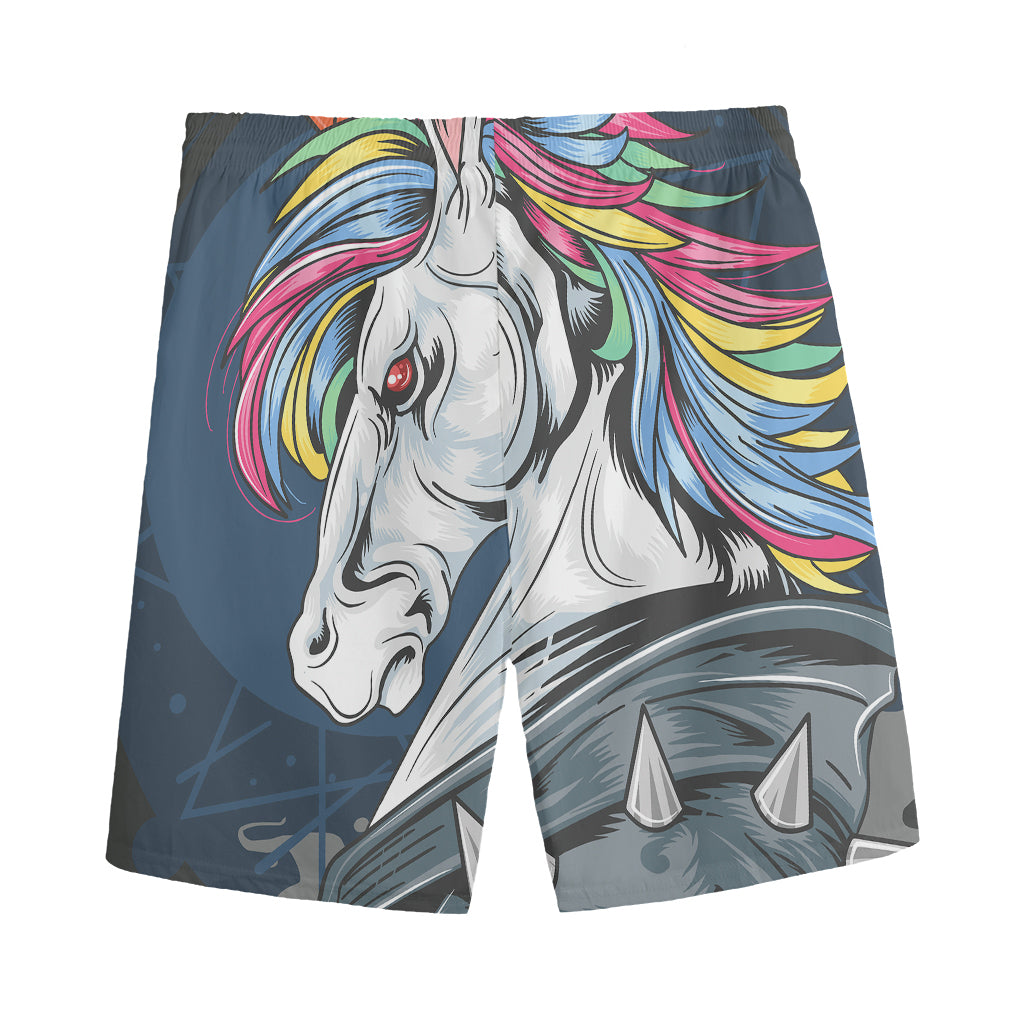 Punk Unicorn Print Men's Sports Shorts