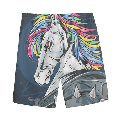 Punk Unicorn Print Men's Sports Shorts