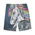 Punk Unicorn Print Men's Sports Shorts