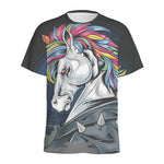 Punk Unicorn Print Men's Sports T-Shirt