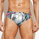 Punk Unicorn Print Men's Swim Briefs