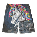 Punk Unicorn Print Men's Swim Trunks