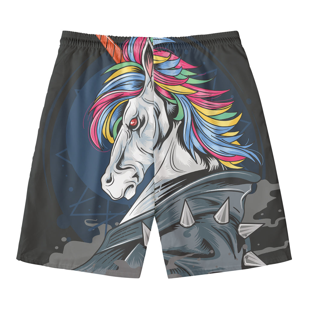 Punk Unicorn Print Men's Swim Trunks