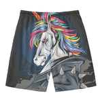 Punk Unicorn Print Men's Swim Trunks