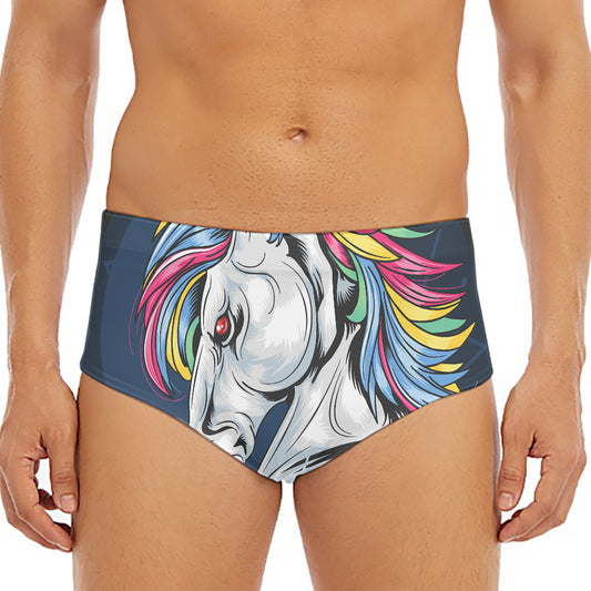 Punk Unicorn Print Men's Triangle Swim Briefs