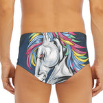 Punk Unicorn Print Men's Triangle Swim Briefs